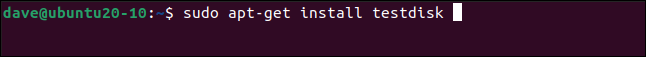 sudo apt-get install testdisk em uma janela de terminal.