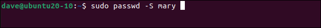 sudo passwd -S mary em uma janela de terminal.