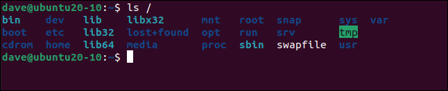 ls / em uma janela de terminal.