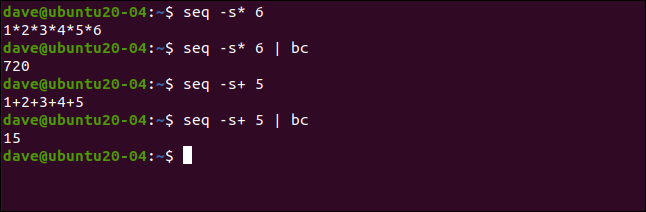 seq -s * 6 em uma janela de terminal.