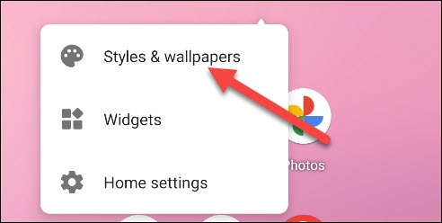 Toque em "Estilos e papéis de parede".