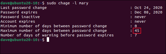 sudo change -l mary em uma janela de terminal.