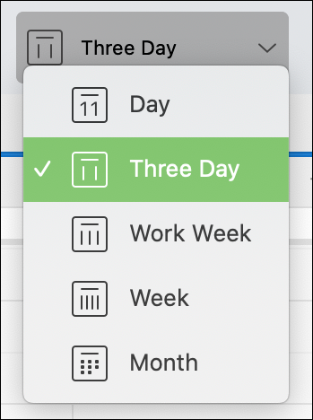 Escolha três dias no calendário do Outlook