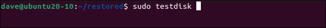 sudo testdisk em uma janela de terminal.