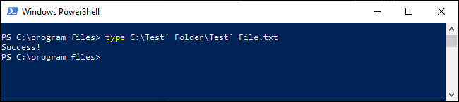 Escapando de espaços com sotaque grave no PowerShell