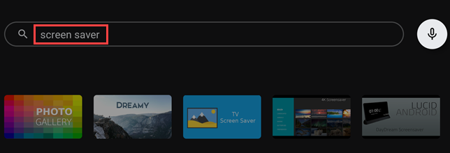 Digite "Screen Saver" na caixa de pesquisa da Google Play Store.