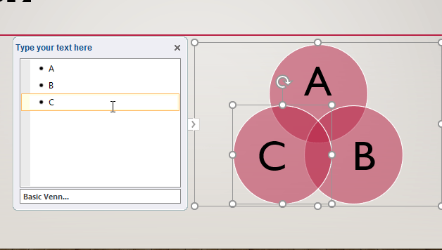 Adicionar e remover círculos ao diagrama de Venn