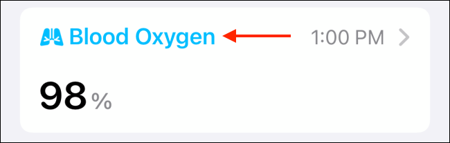 Escolha o oxigênio no sangue do aplicativo de saúde