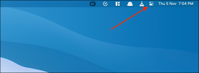 Clique no ícone do Control Center na barra de menus do Mac