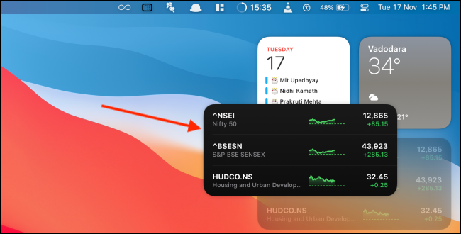 Arraste o widget para movê-lo