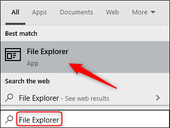 Digite "File Explorer" na caixa Pesquisar e clique nele nos resultados.