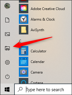 Clique no ícone File Explorer para iniciá-lo a partir do menu Iniciar.
