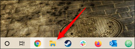 O ícone da pasta File Explorer na barra de tarefas do Windows 10.