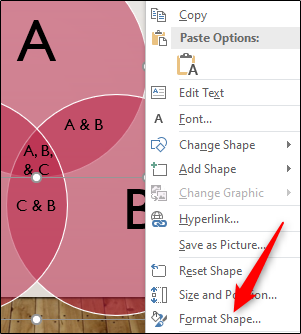 Opção de formato de formato no menu suspenso