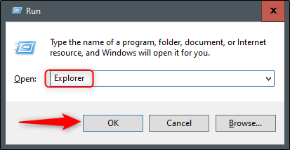 Digite “Explorer” e clique em “OK”.