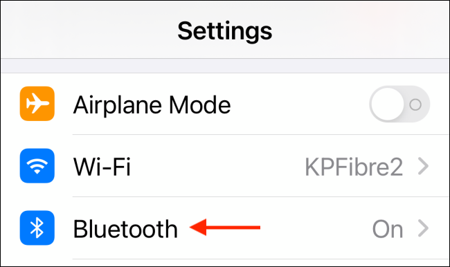 Selecione Bluetooth nas configurações