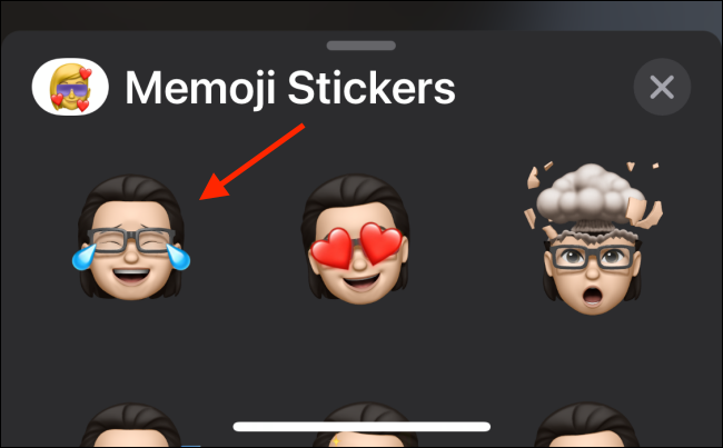 Selecione o adesivo de Memoji