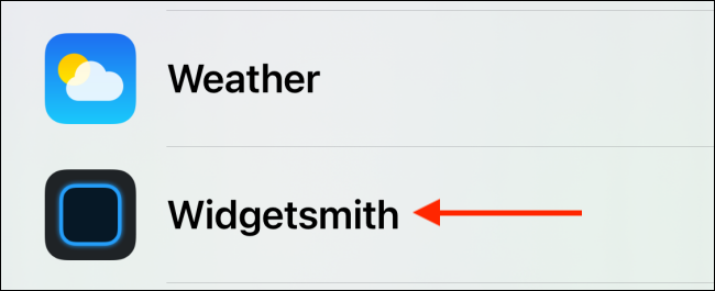 Toque em "Widgetsmith".