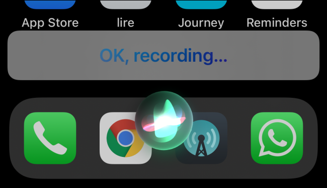 Siri está gravando mensagem de voz