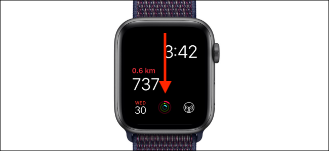 Deslize para baixo para revelar a Central de notificações no Apple Watch