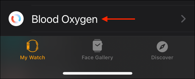 Toque em Oxigênio no sangue do aplicativo Watch
