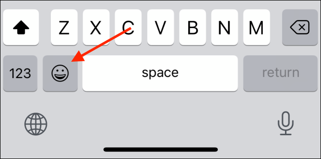 Toque no botão Emoji no teclado