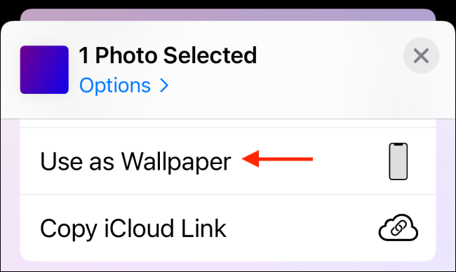 Toque em Usar como papel de parede