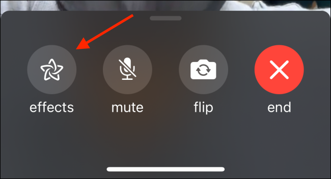 Toque no botão de efeitos na chamada FaceTime
