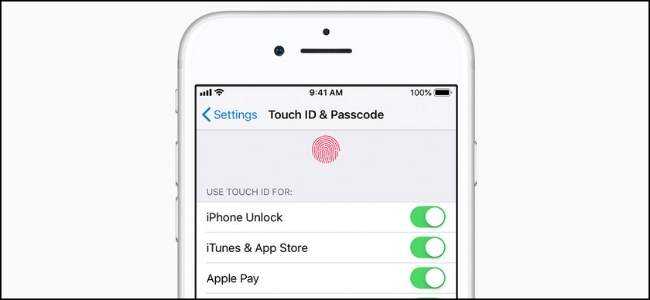 O menu "Touch ID & Passcode" em um iPhone.