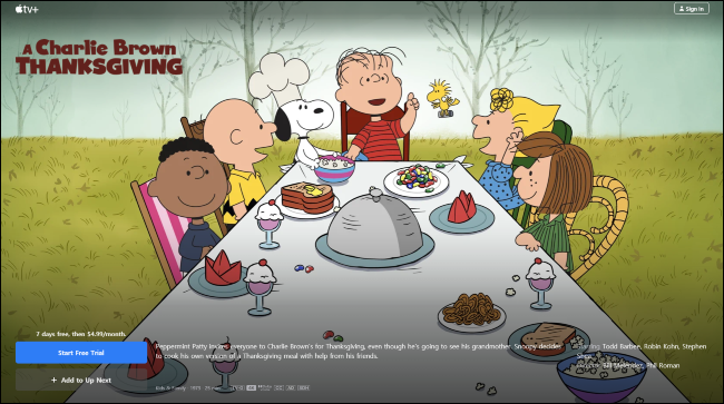 O Dia de Ação de Graças de Charlie Brown na Apple TV +