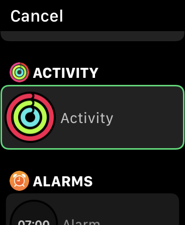 Adicionar complicação de atividade ao Apple Watch