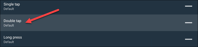 Selecionamos "Double Tap" como a ação para fazer uma captura de tela.