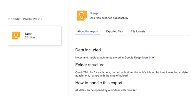 Um arquivo de dados do Google Keep.