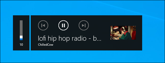 Banner de reprodução / pausa do Chrome no Windows 10