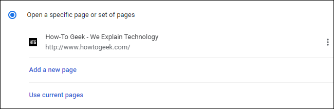 Examinar a página de inicialização que você adicionou às configurações do Google Chrome