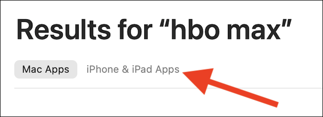 Clique na opção "Aplicativos para iPhone e iPad" no cabeçalho "Resultados"
