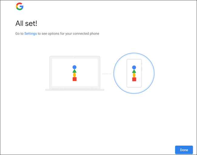 Confirme a sincronização do telefone Android e do Chromebook