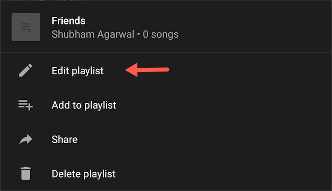 Edite uma lista de reprodução no YouTube Music