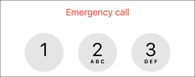 A tela da chamada de emergência em um iPhone