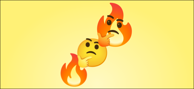 Uma mistura de emoji de fogo e pensamento.