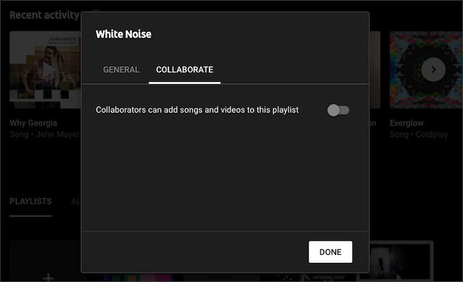 Ative a colaboração em uma playlist do YouTube Music