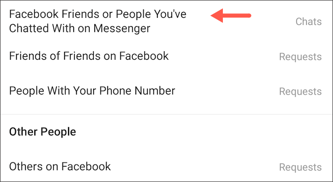 Controles de mensagem do Facebook Messenger Instagram DM