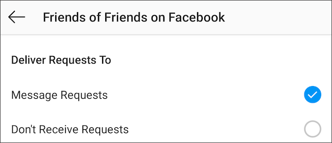 Controle mensagens do Instagram de amigos de amigos no Facebook