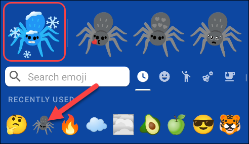 Selecione o segundo emoji e seu mash-up personalizado aparecerá no canto superior esquerdo.