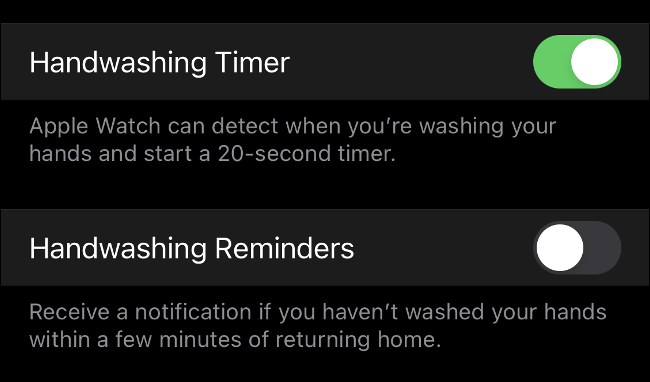 Lavagem das mãos completa no watchOS 7