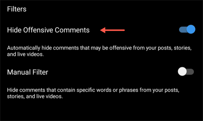Esconder comentários ofensivos no Instagram