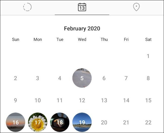 A visualização do calendário das Histórias no Instagram.