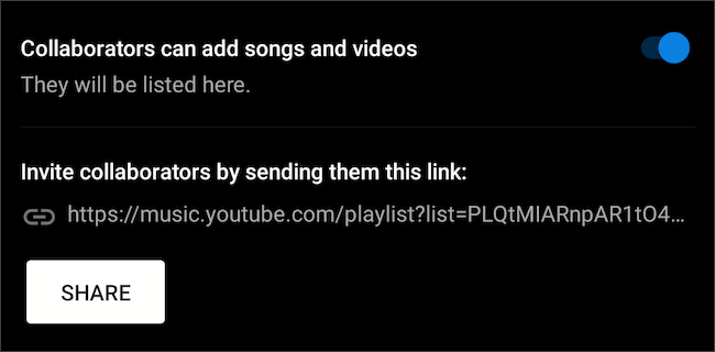 Convide colaboradores para uma playlist do YouTube Music