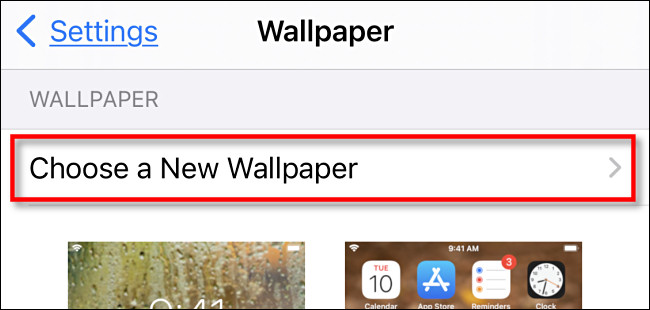 Toque em "Escolha um novo papel de parede".