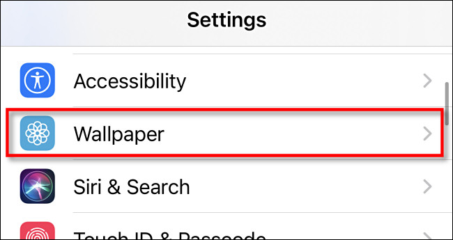 Em Configurações, toque em "Papel de parede".